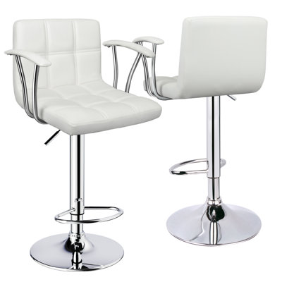 Chaises à hauteur de comptoir en cuir synthétique à double aiguille, tabouret de bar réglable en hauteur et pivotant
