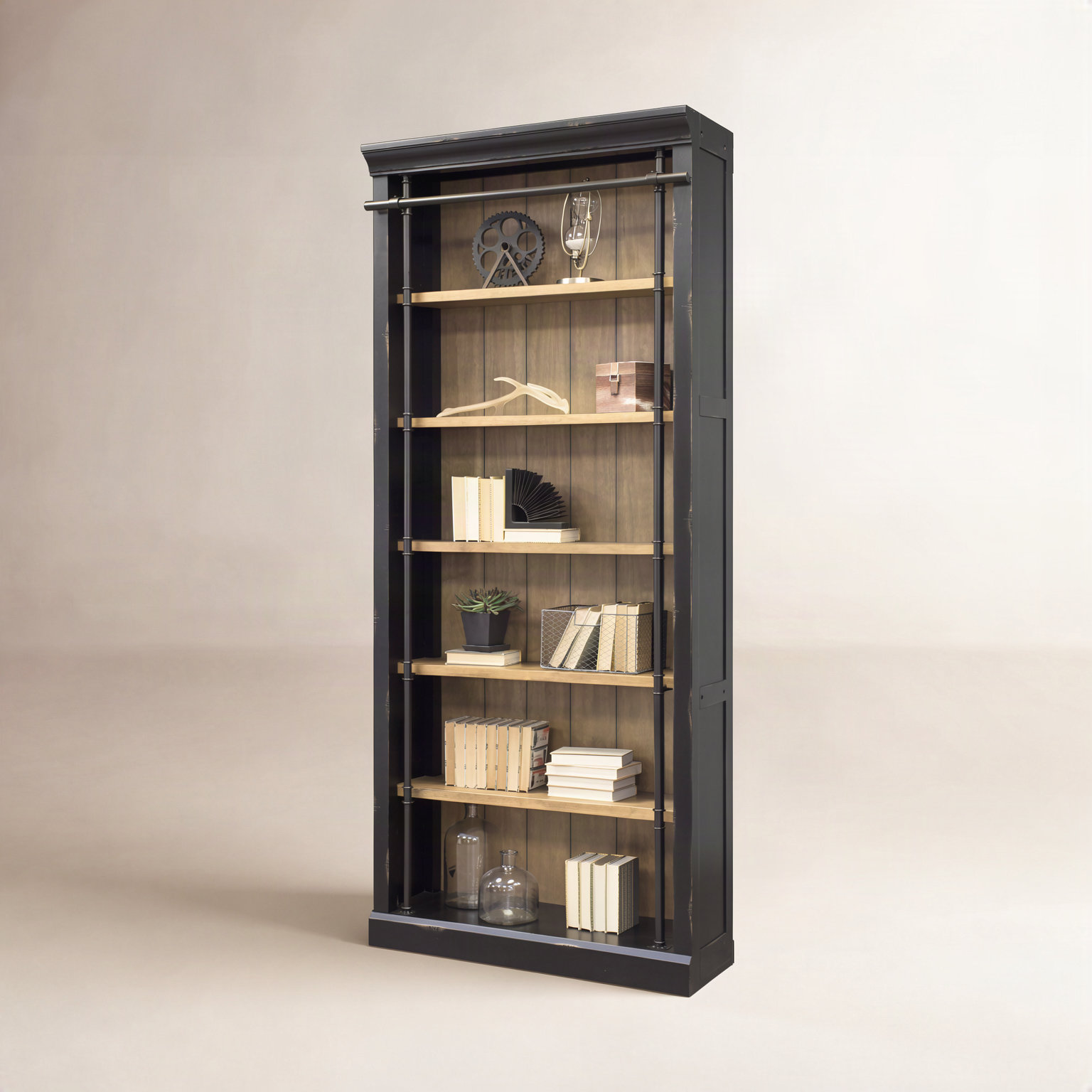Lorna Standard Bookcase, Aged Ebony/Warm Honey