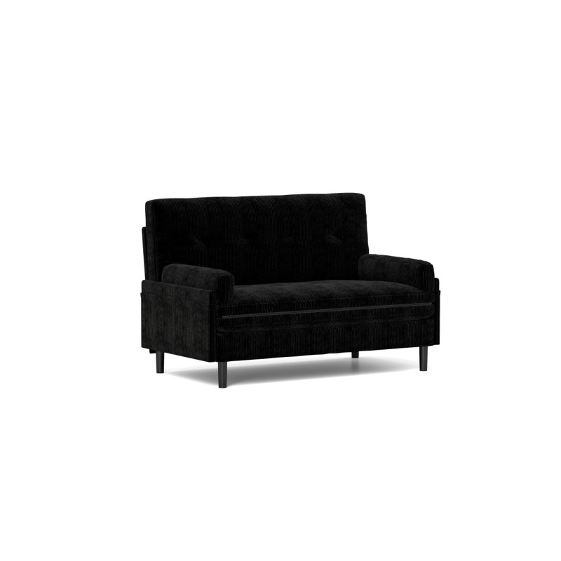 Convertible Loveseat, Velours côtelé noir