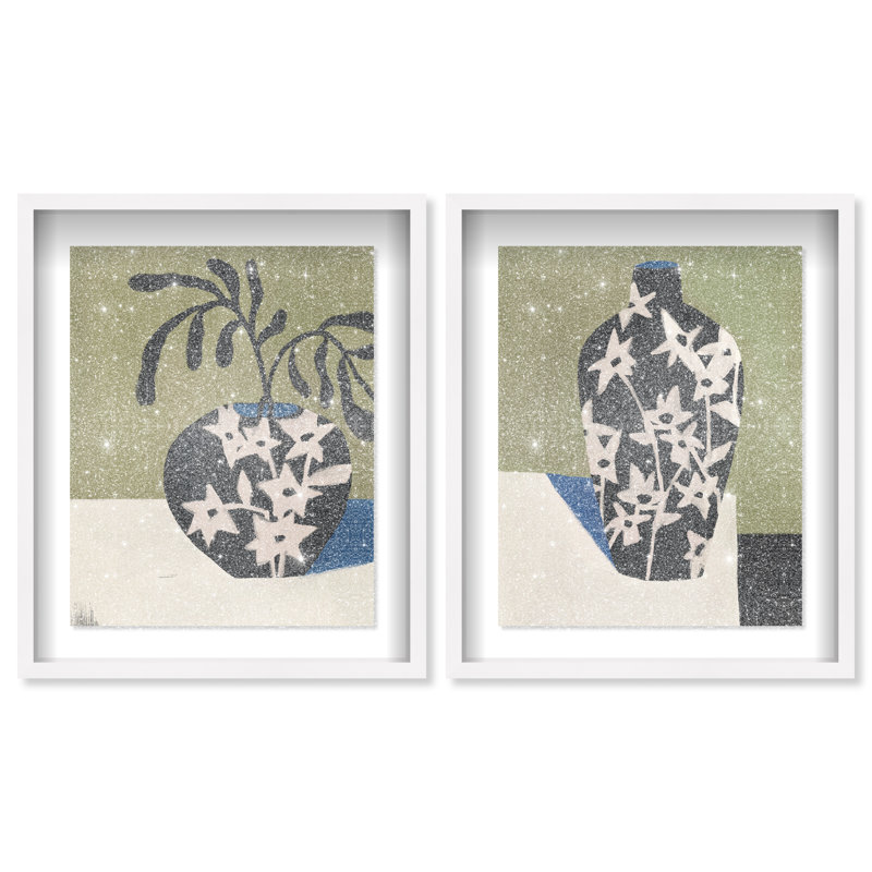 Noir Vase Set Set by Oliver Gal, 75"H x 63"W, White Shadowbox