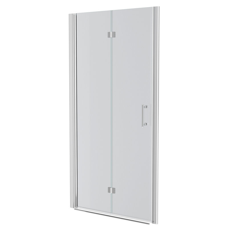 36"W X 72"H Fold Frameless Shower Door With Tempered Glass, Chrome, Chrome