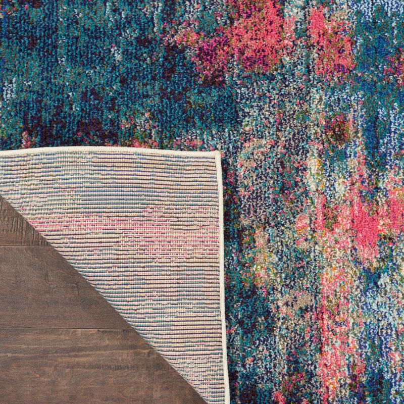 Velva Abstract Blue/Yellow/Pink Area Rug, Rectangle 6'7" x 9'7"