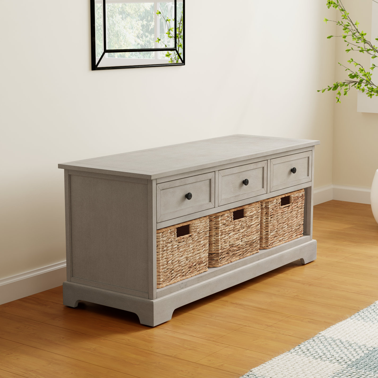 Adayla 42" Entryway Bench, Vintage Gray
