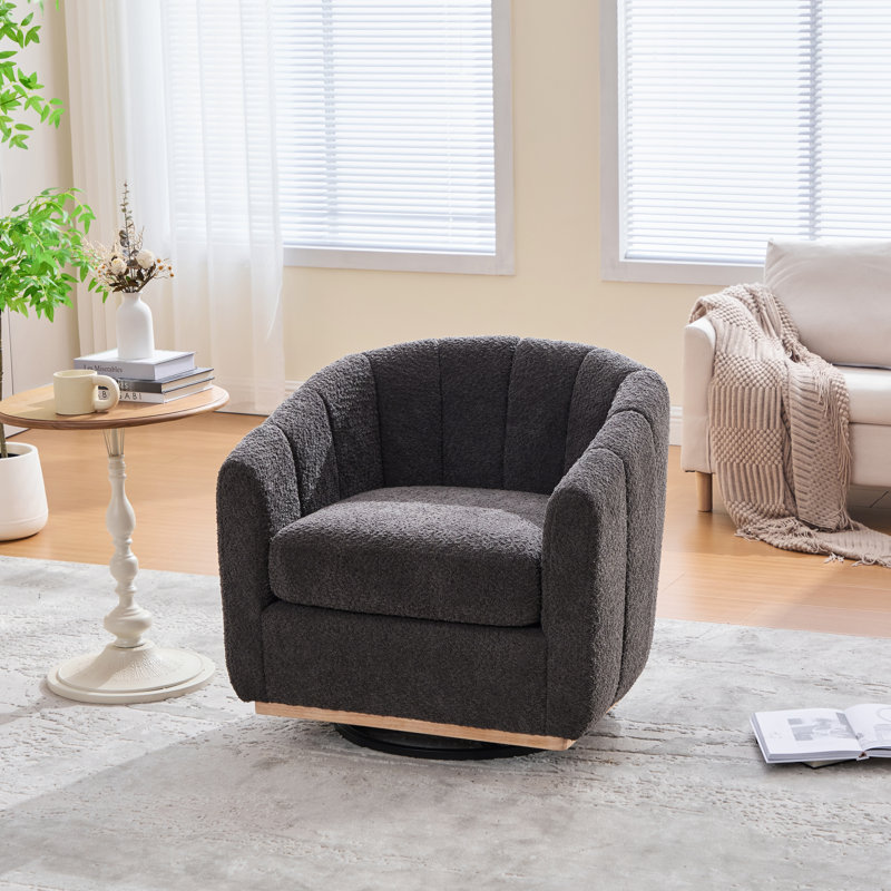 Fauteuil demi-tonneau pivotant surdimensionné rembourré, Gris anthracite