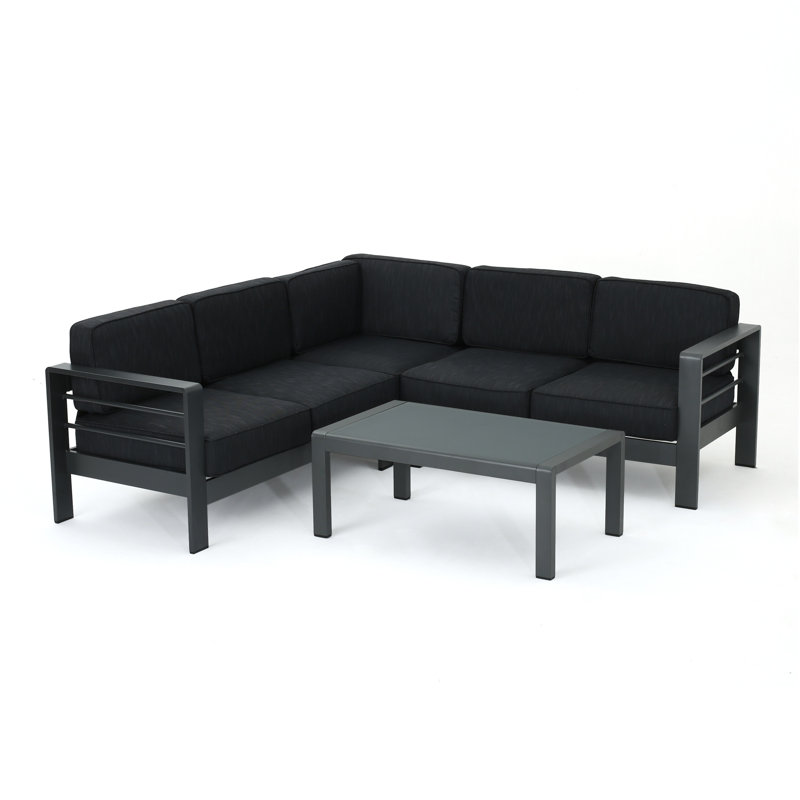 Ensemble de conversation modulaire 4 pièces avec coussins Caggiano