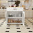 80-inch Expandable Kitchen Island with Dining Table, Solid Wood Grain Countertop with Power Outlet, Mobile Storage Cart with Cabinet & 2 Drawers, Kitchen Prep Table(White)