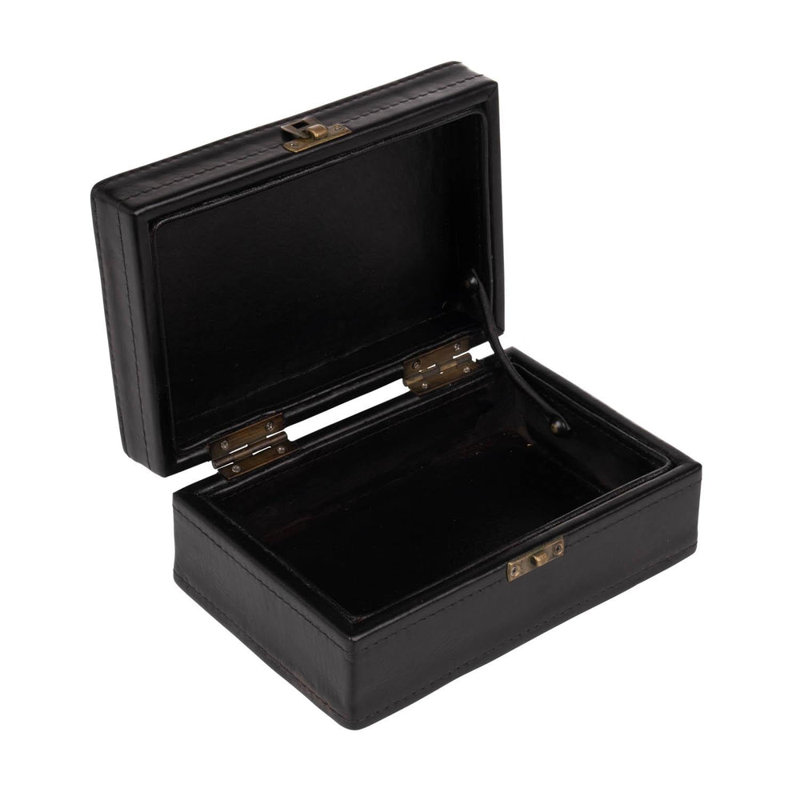 Decorative Box with Hide and Leather Accents, 3" H x 8" W x 5" D