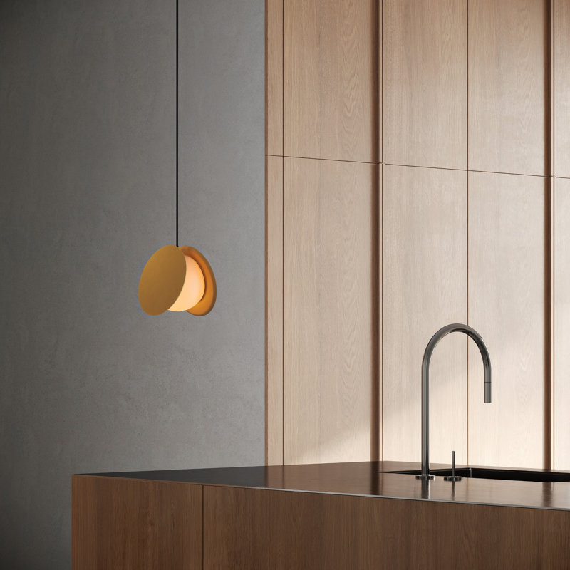 Pendulum Pendant Light, Mustard, Black, 14" H x 9.69" W x 8.03" D