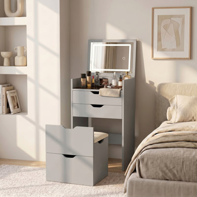 Table de coiffeuse, coiffeuse et miroir 3-en-1