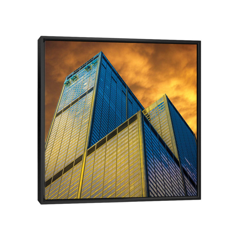 «Sears Tower» par Raymond Kunst, reproduction d'art graphique sur toile tendue, H 18 po x l 18 po x P 1,5 po, Pas de tapis