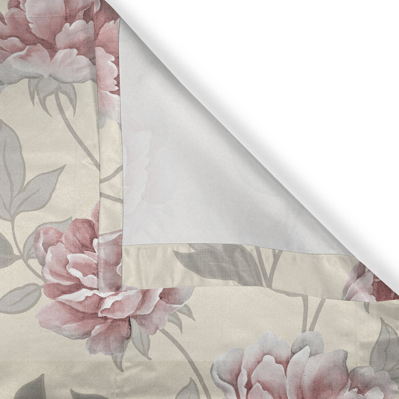Ophelia & Co. Flowers Vintage Grommet Curtain Cottagecore Rose 50" x 108" Cream Pale Pink Blush, 50" W x 96" L