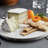 Anolon Pantryware White Marble and Teakwood Round Cutting and Serving Board, 10-Inch