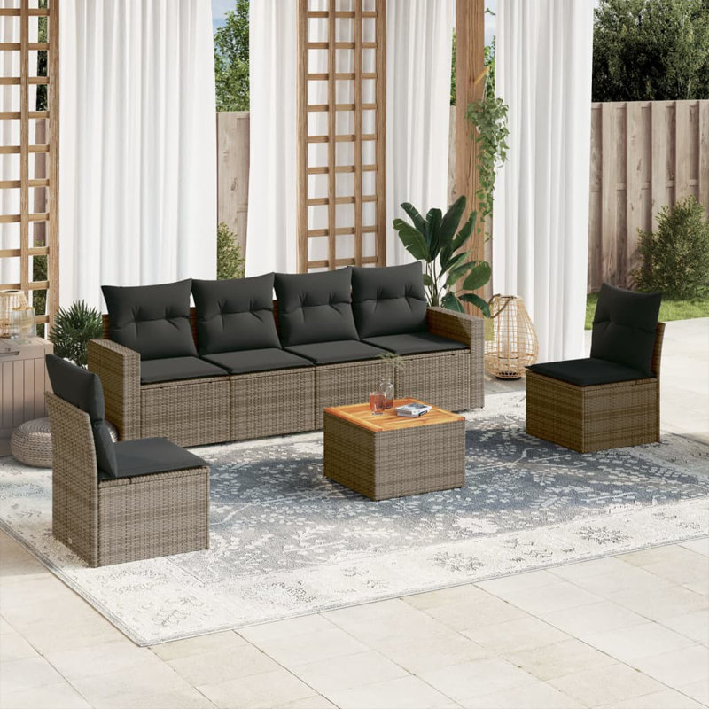 Vidaxl Garden Sofa Set, Dark Gray Cushion/Gray Frame
