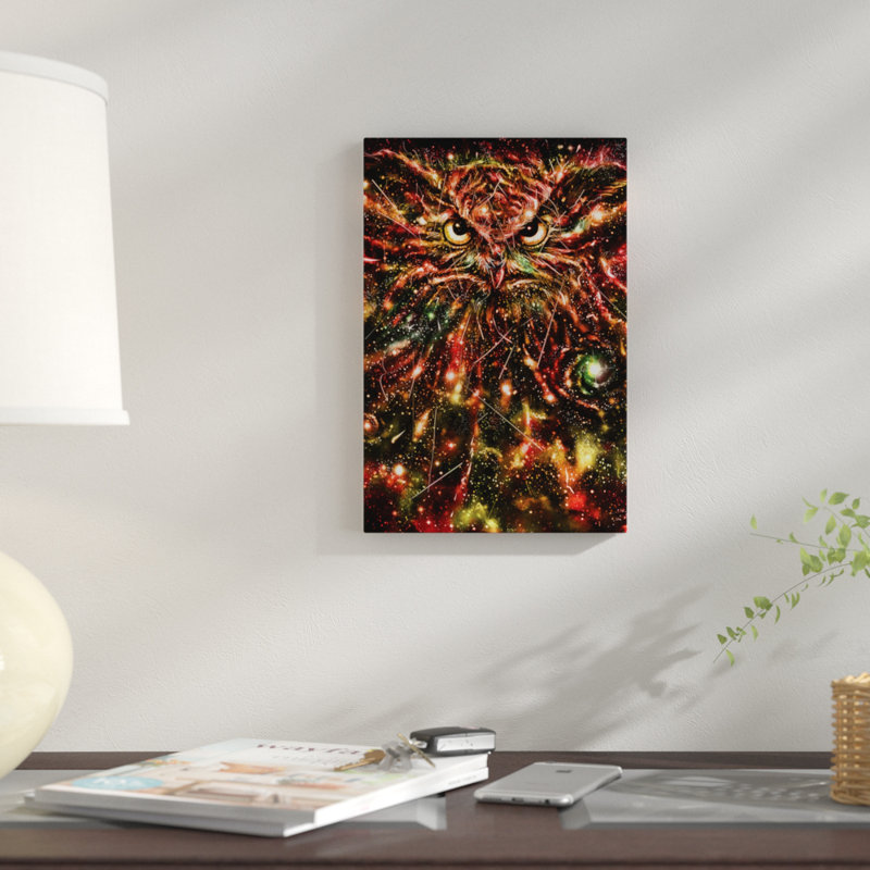 « space hibou », impression sur toile, H 12 po x l 8 po x P 0,75 po, Toile tendue, Pas de tapis
