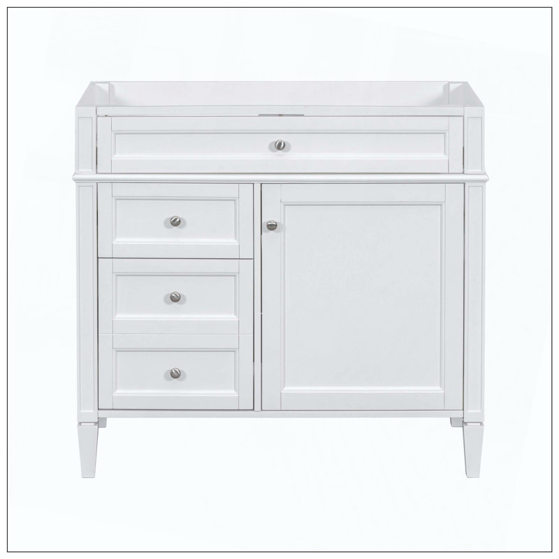 Tiroir basculant 2 tiroirs Modern, Nickel brossé, Blanc