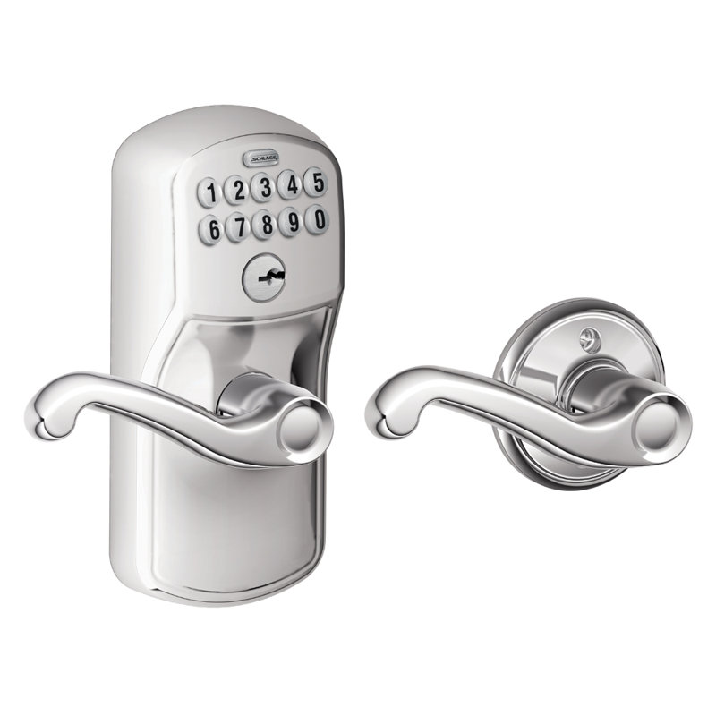 Flair Door Lever with Plymouth Trim, Satin Nickel, Keyed Alike, Yes