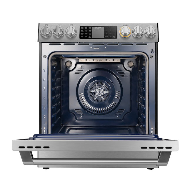 Stainless Steel 30" Slide-In Electric Range, 5-Burner Cooktop, 5.7 Cu. Ft. Capacity True Convection Oven, Air Fry  with Built-in Self-Clean Mode