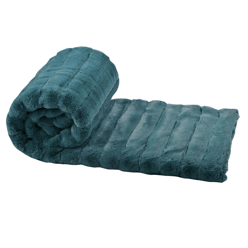 Jeté Super Mink, Bleu sarcelle foncé, L 60 po x L 80 po