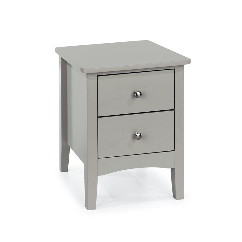 Clio 2 Drawer Bedside Table, Grey