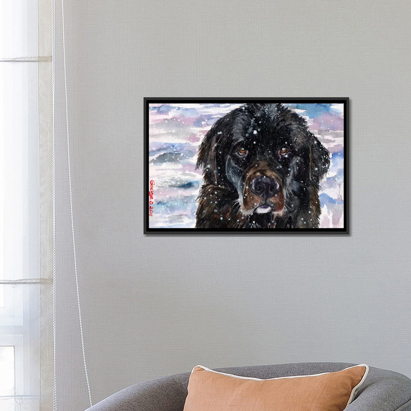 Impression sur toile terre-neuve, H 18 po x l 26 po x P 1,5 po, Toile avec cadre noir, Pas de tapis