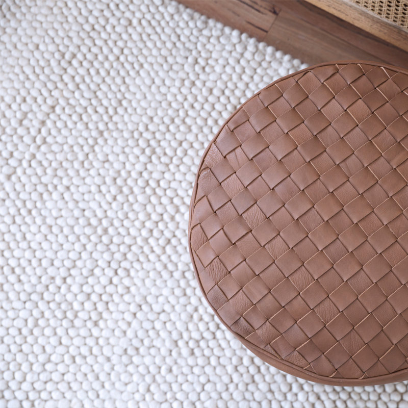 Karma Wool Area Rug in Cream, Round 8'2"