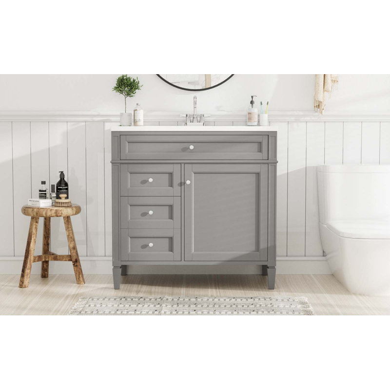 Georg 36'' Single Bathroom Vanity with Resin Top, Gray