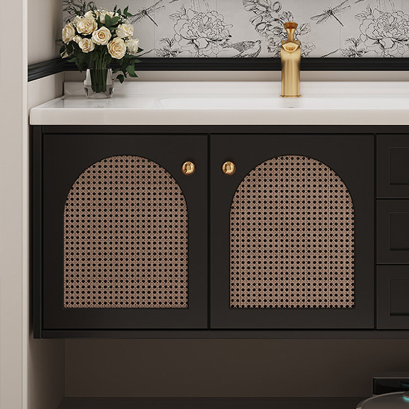 Armoire de salle de bain noire rétro de style français