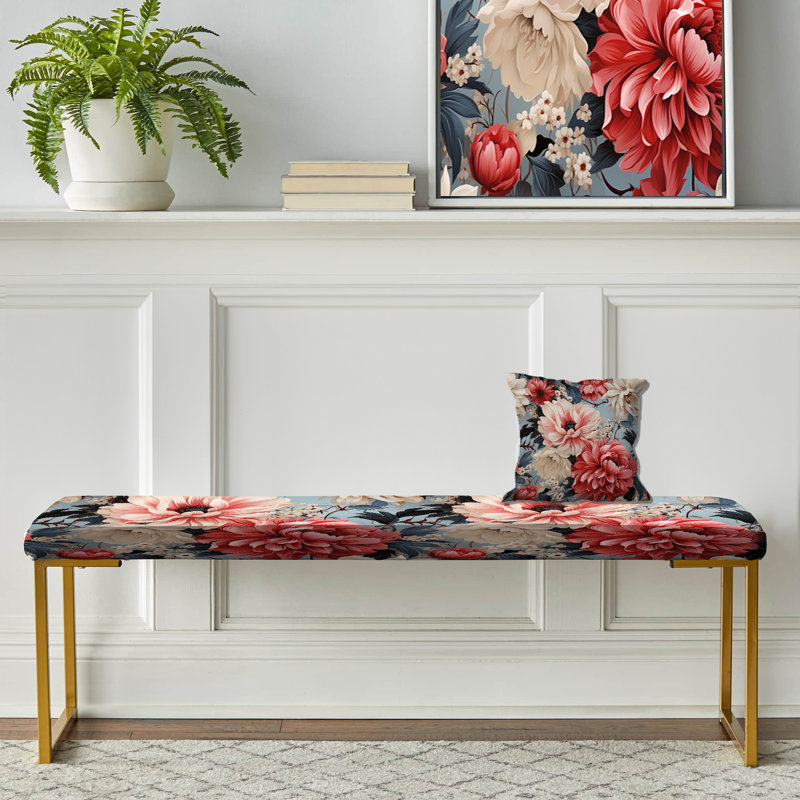 Banc rembourré or, Vintage Pink And Blue Charm Floral Pattern