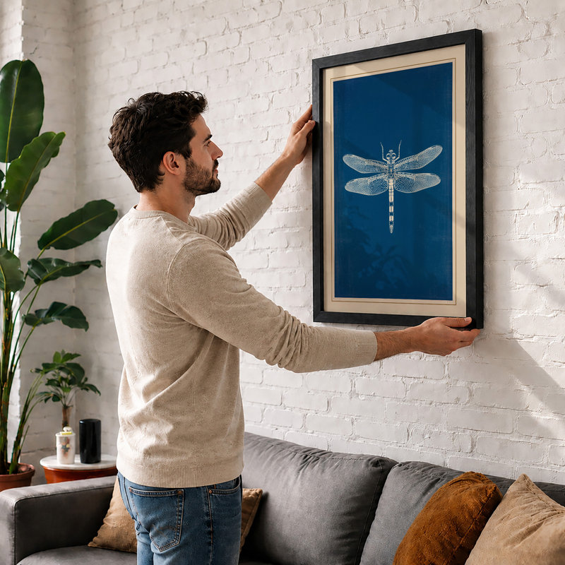 Dragonfly Study Minimalist - Print, Black, A4 - 29.7 x 21.0 cm