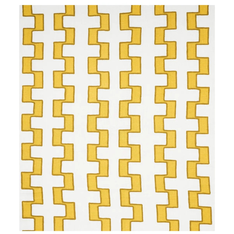 Dixon Embroidered Print Linen Fabric, Yellow