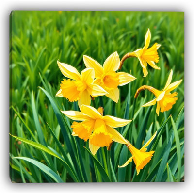 «Golden Bloom Dance - Daffodils in Spring», reproduction sur toile tendue