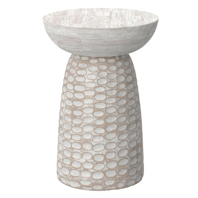 Boyd Solid Mango Wood Contemporary Accent Table with Textured Finish, Fully Assembled
