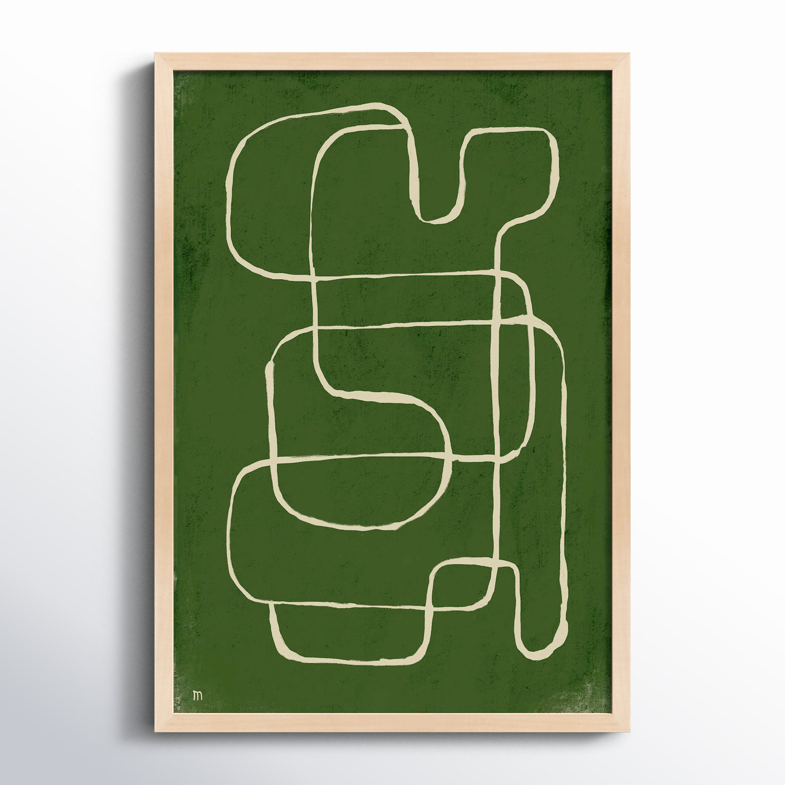 Line Works 1 by Studiom, 20" H x 14" W x 1.25" D, Maple Framed Paper