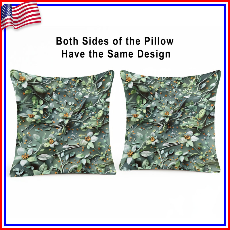 Floral Leafy Vines Double Sided Throw Pillows, 16 x 16 inches
