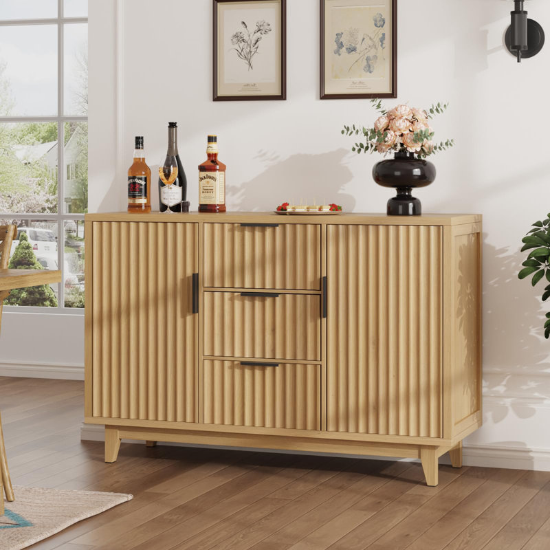 47.2" W Storage Cabinet With 3 Drawers, Yellow
