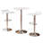 White Adjustable Height Wood And Chrome Metal Bar Table And 2 Chrome Air Lift Adjustable Swivel Stools Set