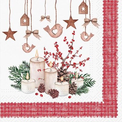 Pack Of 20 Luncheon Size Candles And Ornaments Pattern Napkins