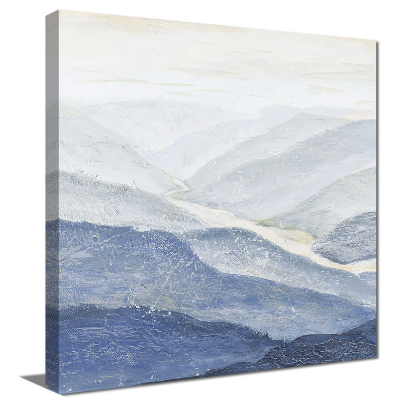 Blue Mountains I - peinture, L 18 po x H 18 po, Toile tendue