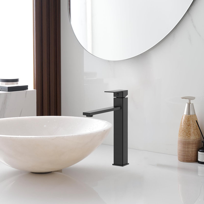 Single Handle Stainless Steel Vessel Sink Faucet With Pop-Up Drain (RV Style), Matte Black