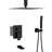 Shower System With Tub Spout - 12 Inch Ceiling Mount Oil Rubber Bronze 3 Function Rainfall & Handheld -Balanced Valve Simple Installation Hygiene 12" Waterfall Balanced Cleanup Process-121169625