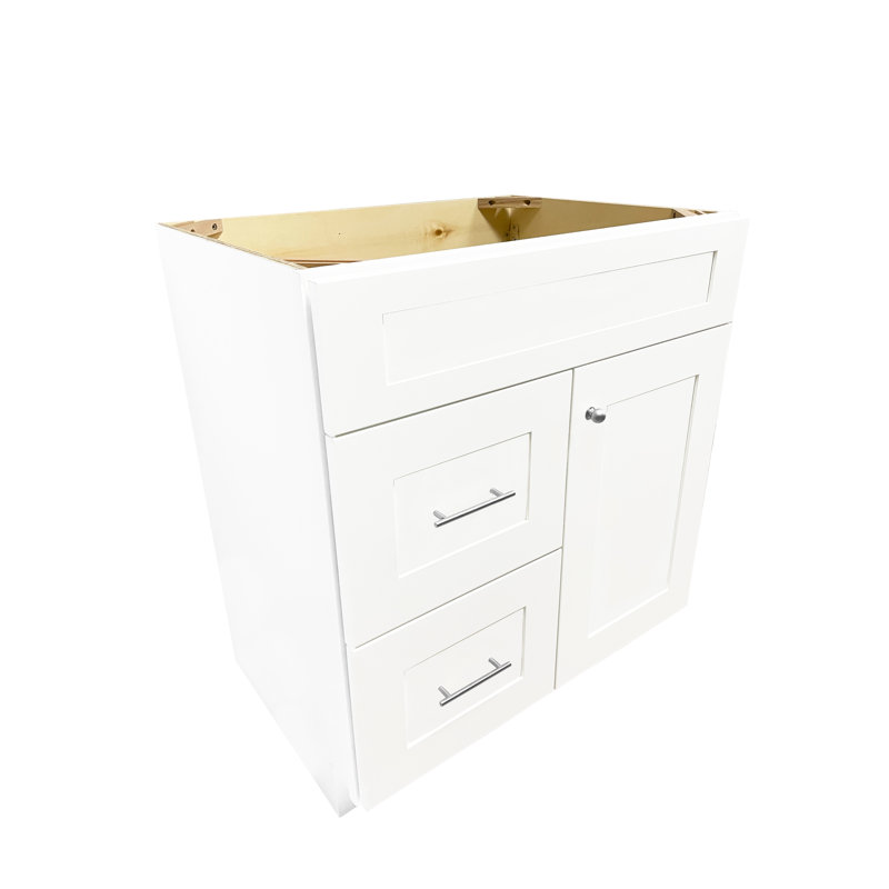 Disar 30'' Bathroom Vanity With Left Drawer Base Only, White