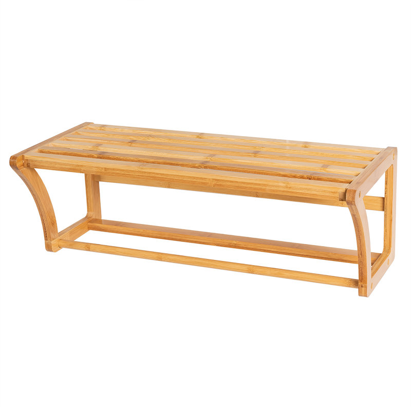 Tablette décorative en bois massif de bambou Aitkin avec barre à serviettes