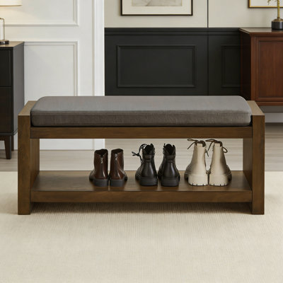 Banc d'appoint moderne de 40 pouces avec tablette inférieure et coussin amovible pour le vestibule ou la chambre à coucher