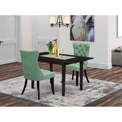 3-Piece Rectangular Solid Wood Top with Butterfly Leaf Dining Table Set