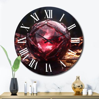 Horloge murale Red Gold Vibrant Stones