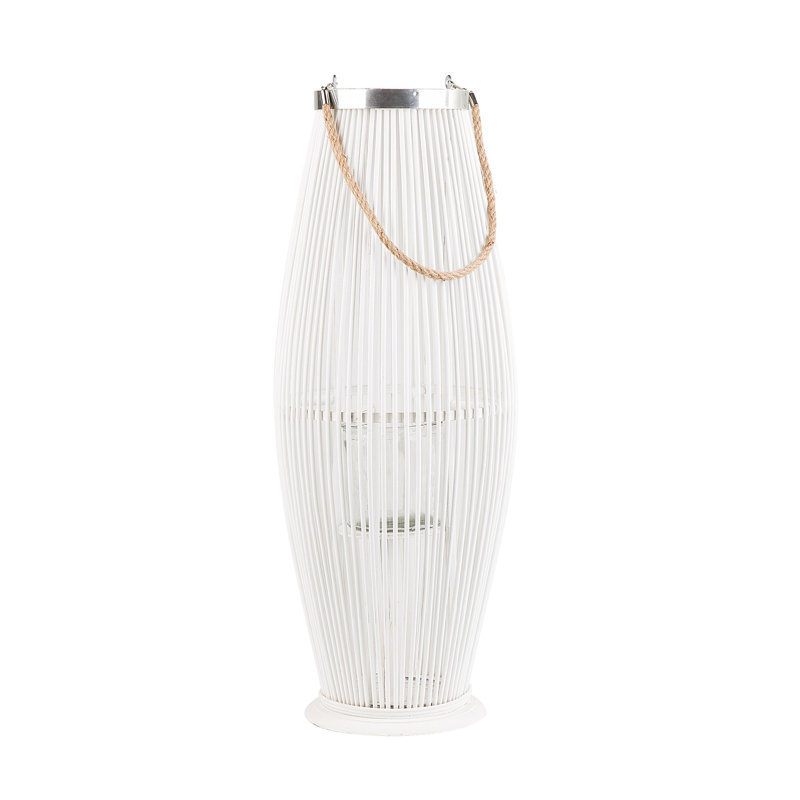 Wood Floor Lantern, Light Wood, Black Framed