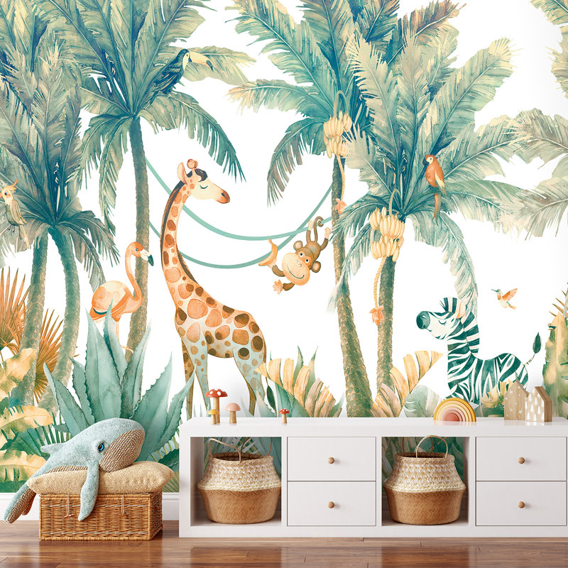 Murale blanche Jungle Jamboree, White