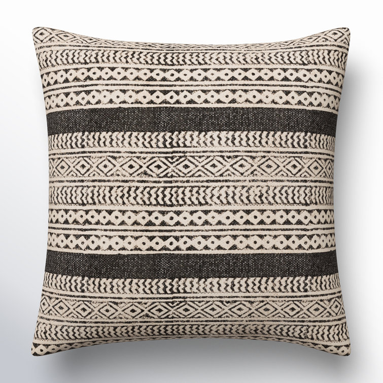 18 X 18 Brown And Black Geometric Cotton Blend Throw Pillow