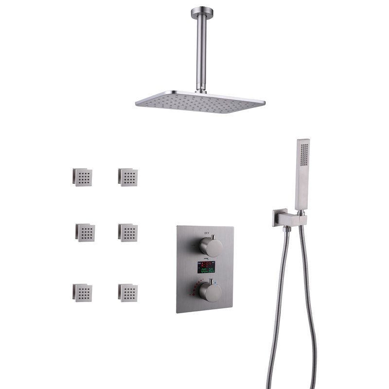 Complete Shower System with Rough-in Valve, Brushed Nickel