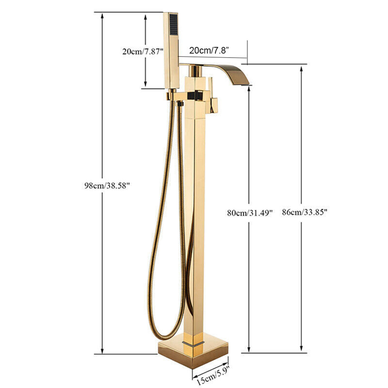 Lau 1 Handle Floor Waterfall Faucet Bath Filler with Diverter